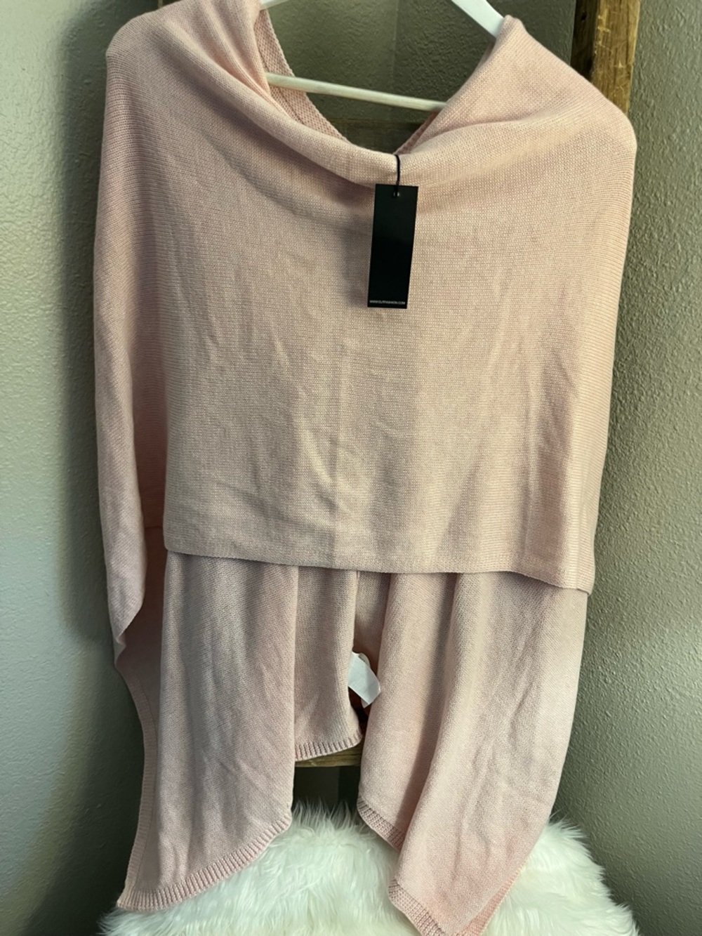 Light Pink Women's Poncho Shrug - Soft Draped Layer - Picture 2 of 5